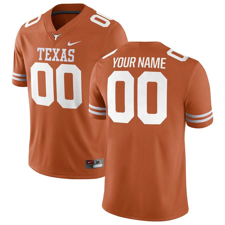 Men's Texas Longhorns Nike Football Customized Texas Orange Game Jersey